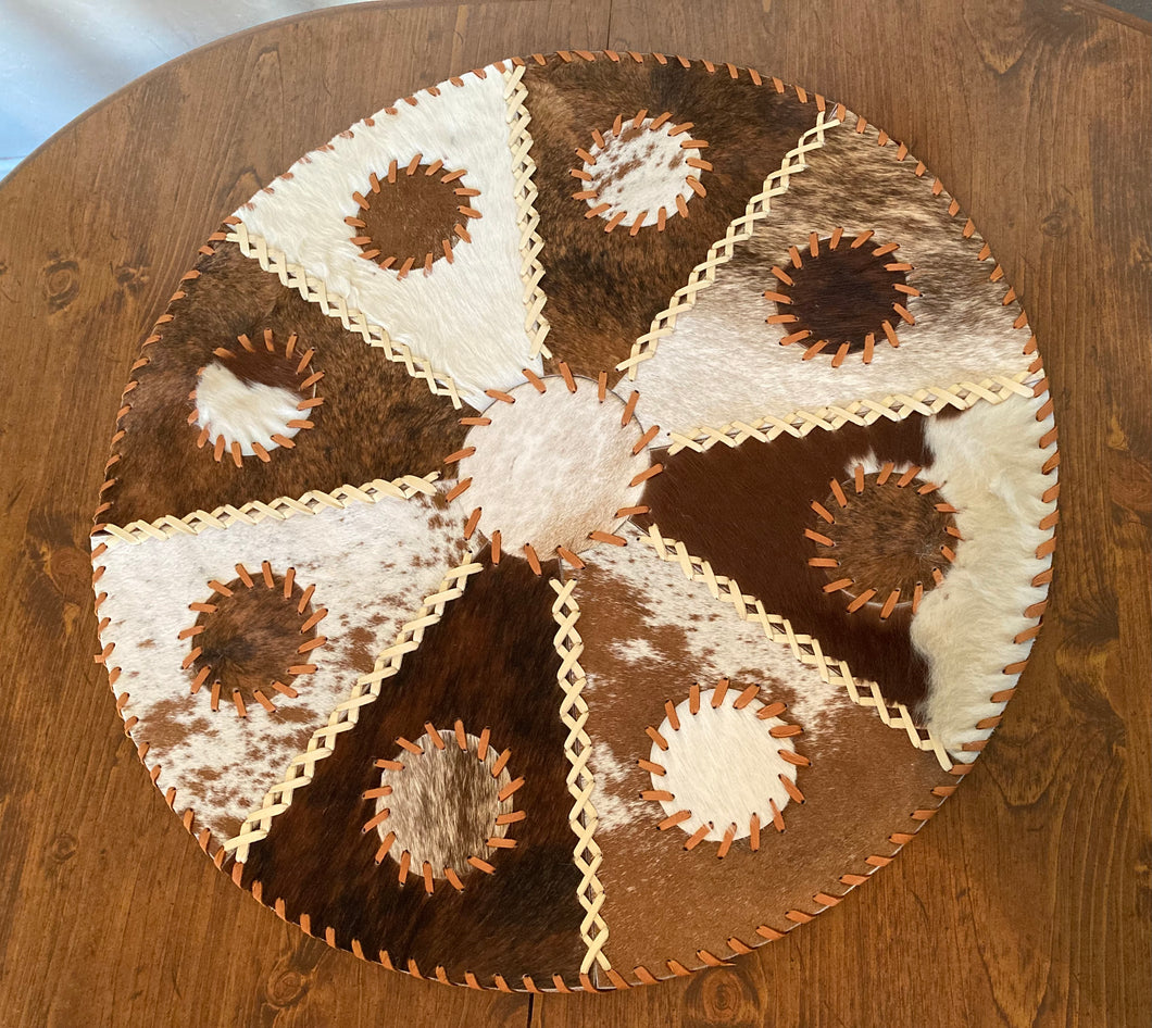 Table Runner/Mat - Round Patchwork Cowhide