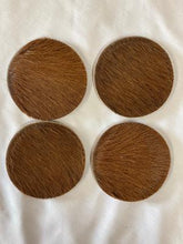 Load image into Gallery viewer, Brown Hair-on-Hide Coasters with Horseshoe Stand
