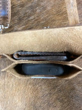Load image into Gallery viewer, Cell Phone Purse - Brown Crinkled Leather w/ Brown Hair-on-Hide
