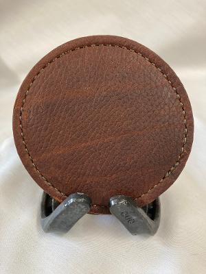 Brown Leather Coasters with Horseshoe Stand